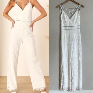 NWOT Embracing Romance Ivory Lace Backless Jumpsuit